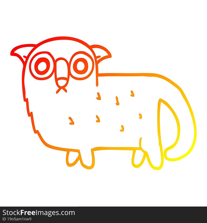 warm gradient line drawing cartoon funny cat