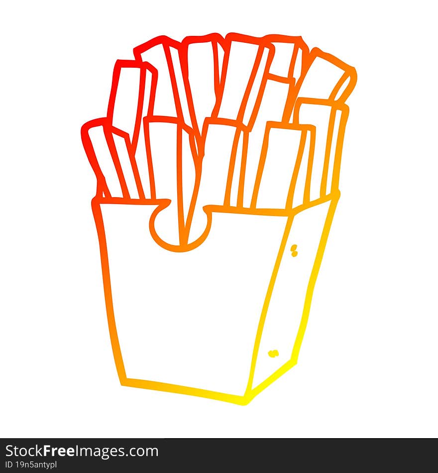 warm gradient line drawing cartoon takeout fries