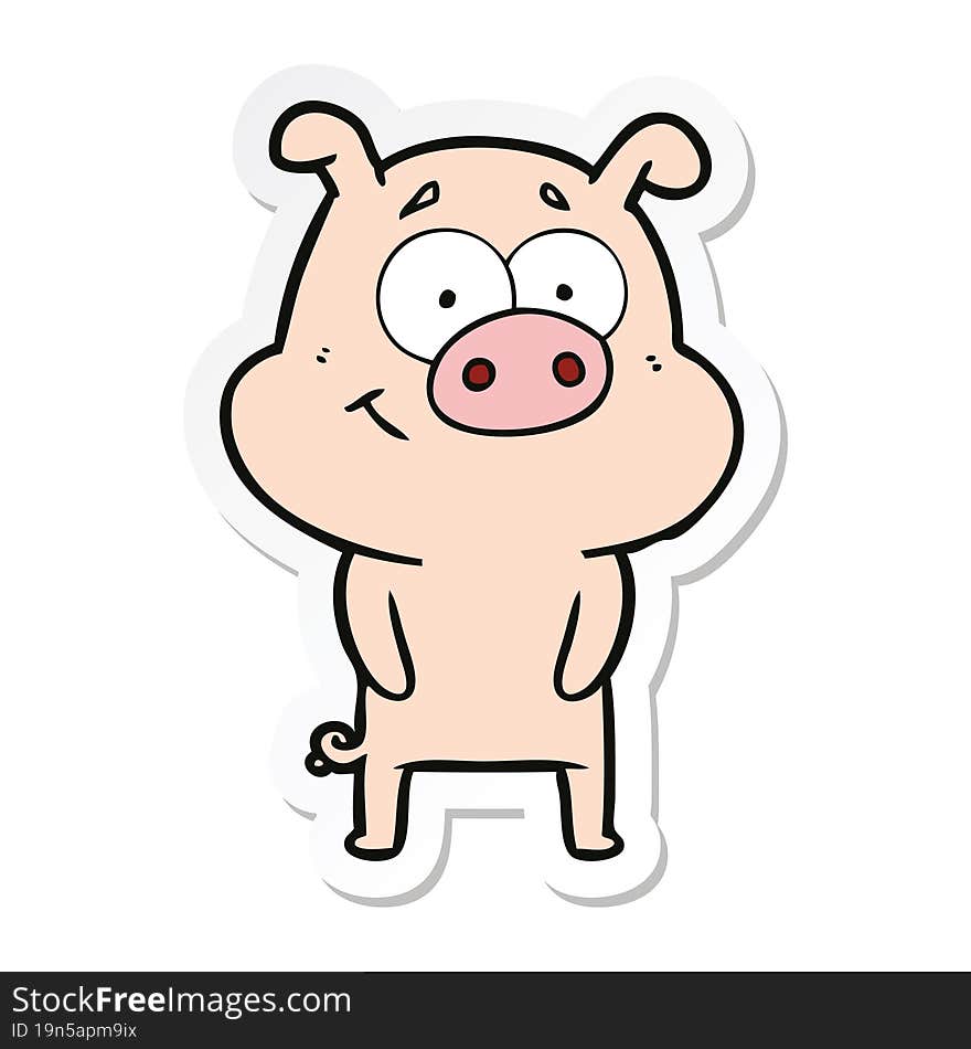 sticker of a happy cartoon pig