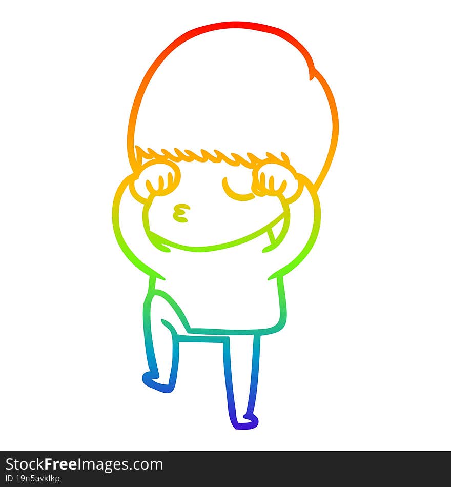 rainbow gradient line drawing cartoon calm boy