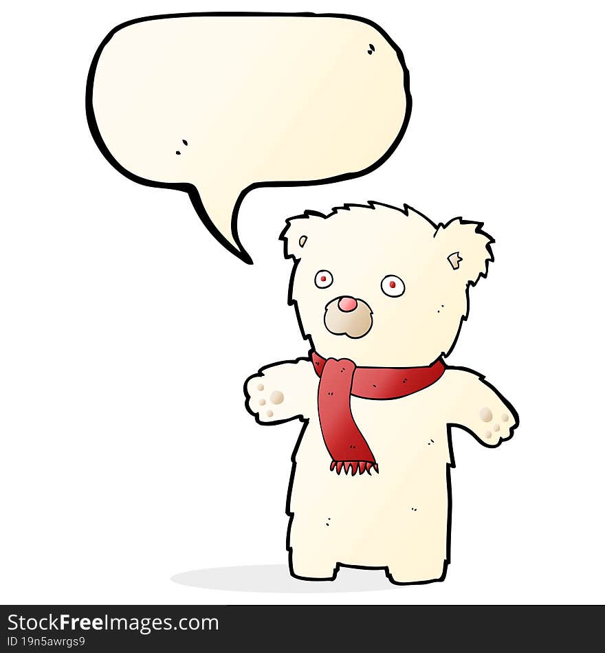 cartoon cute polar bear with speech bubble