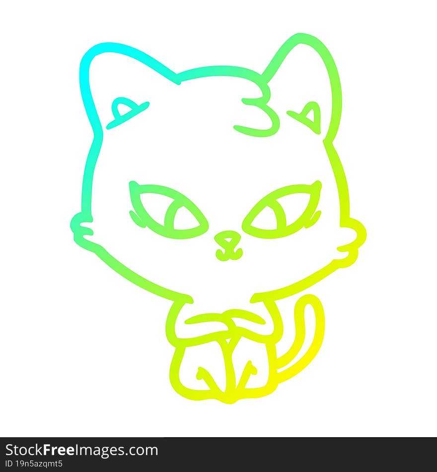 Cold Gradient Line Drawing Cute Cartoon Cat