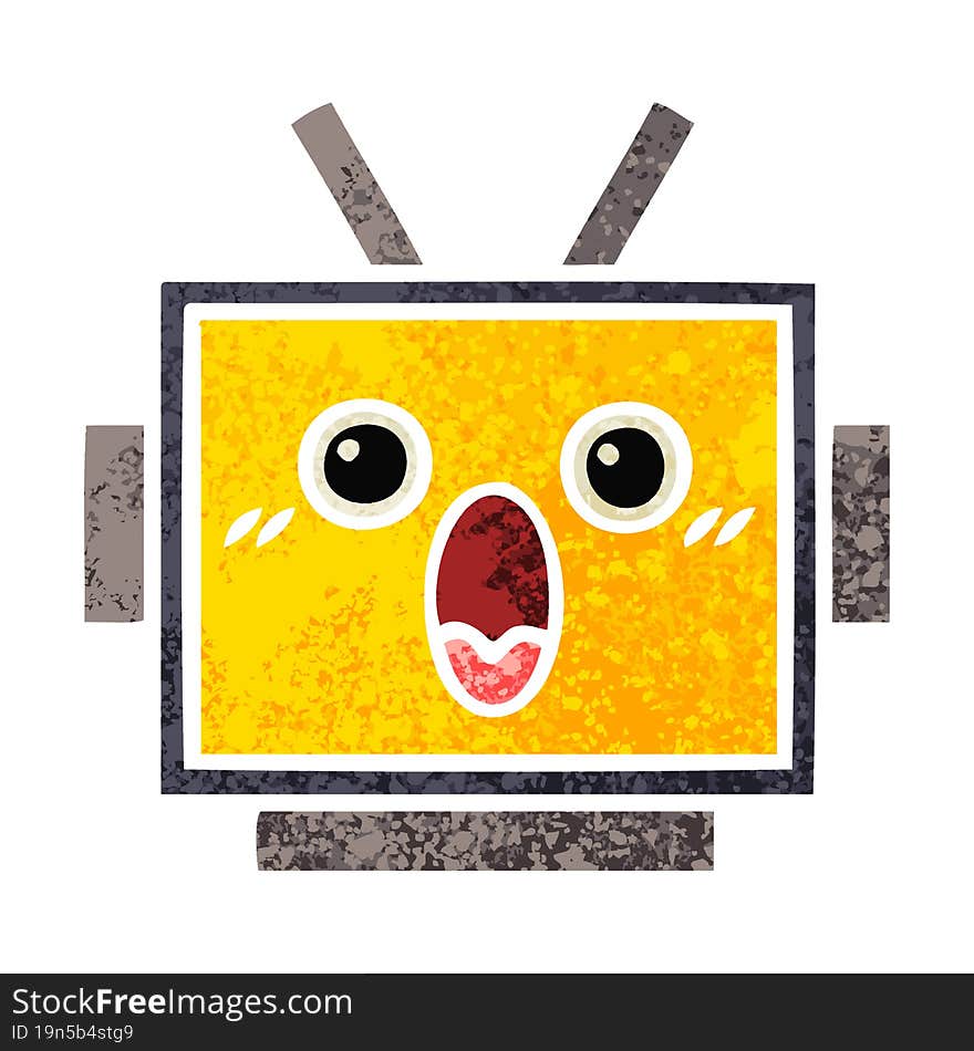 retro illustration style cartoon robot head