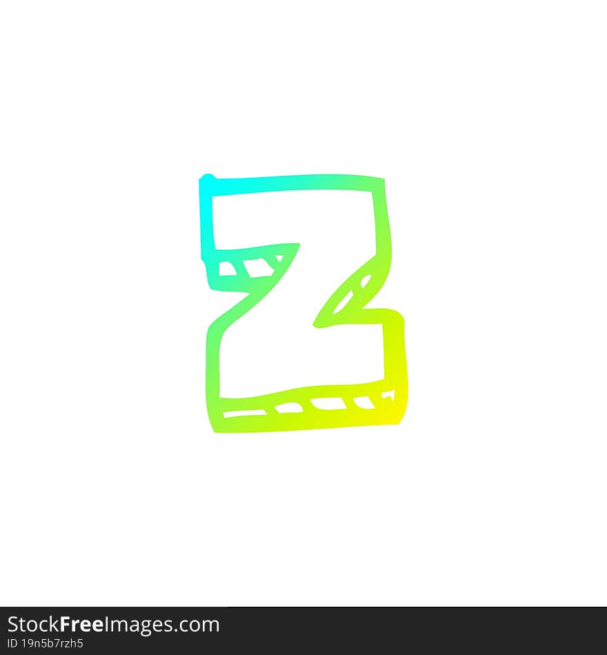 cold gradient line drawing of a cartoon letter z