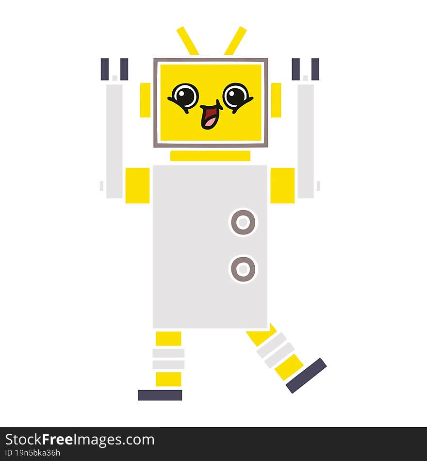 Flat Color Retro Cartoon Robot