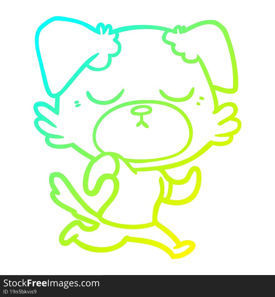 Cold Gradient Line Drawing Cute Cartoon Dog