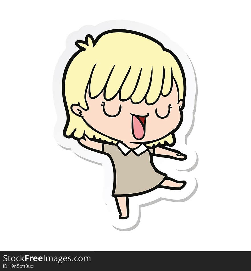 sticker of a cartoon woman