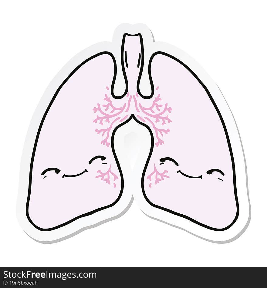 sticker of a cartoon lungs