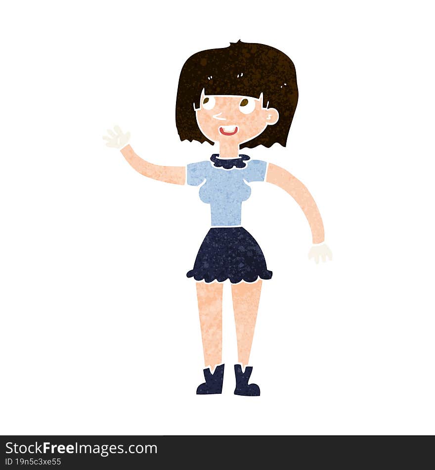 Cartoon Girl Waving