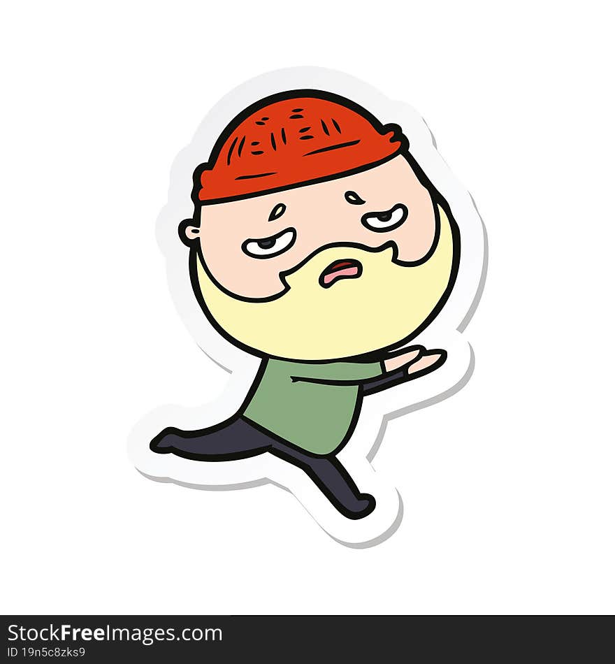 sticker of a cartoon worried man with beard