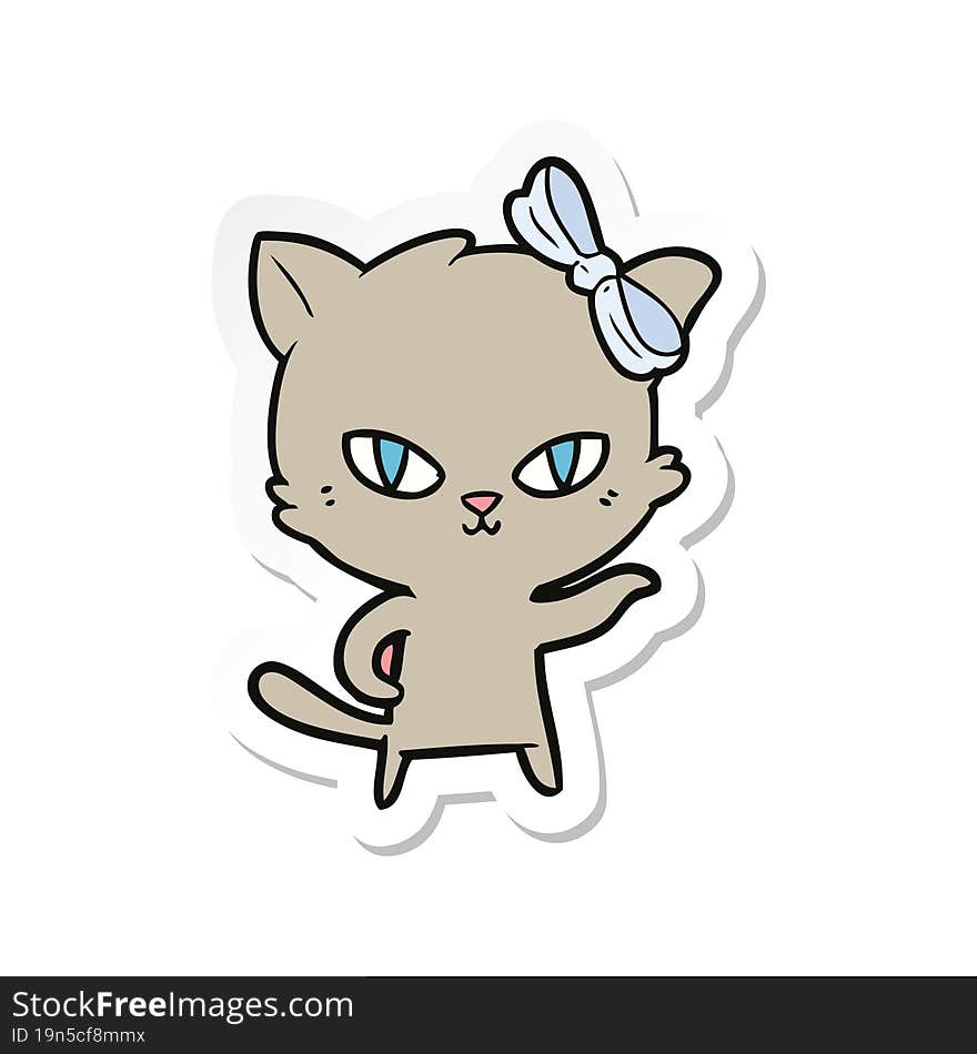 Sticker Of A Cute Cartoon Cat