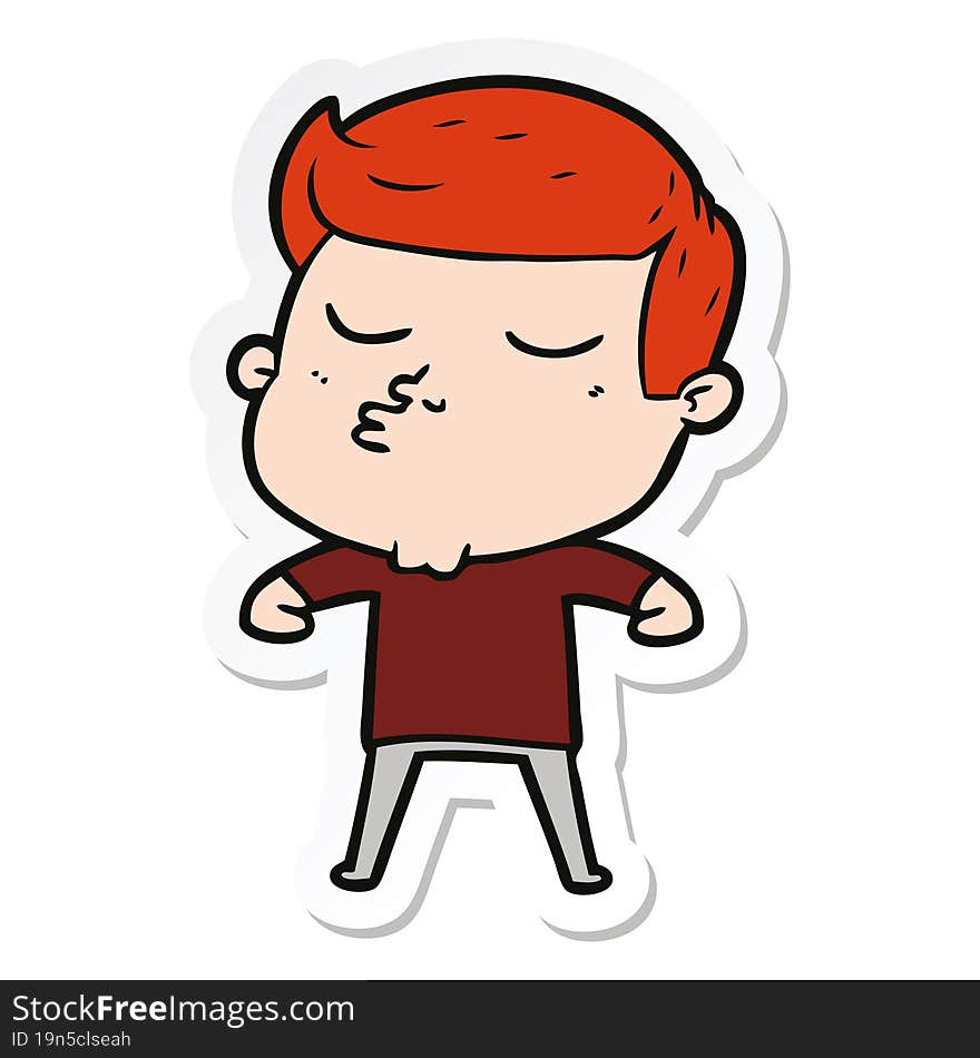 Sticker Of A Cartoon Model Guy Pouting