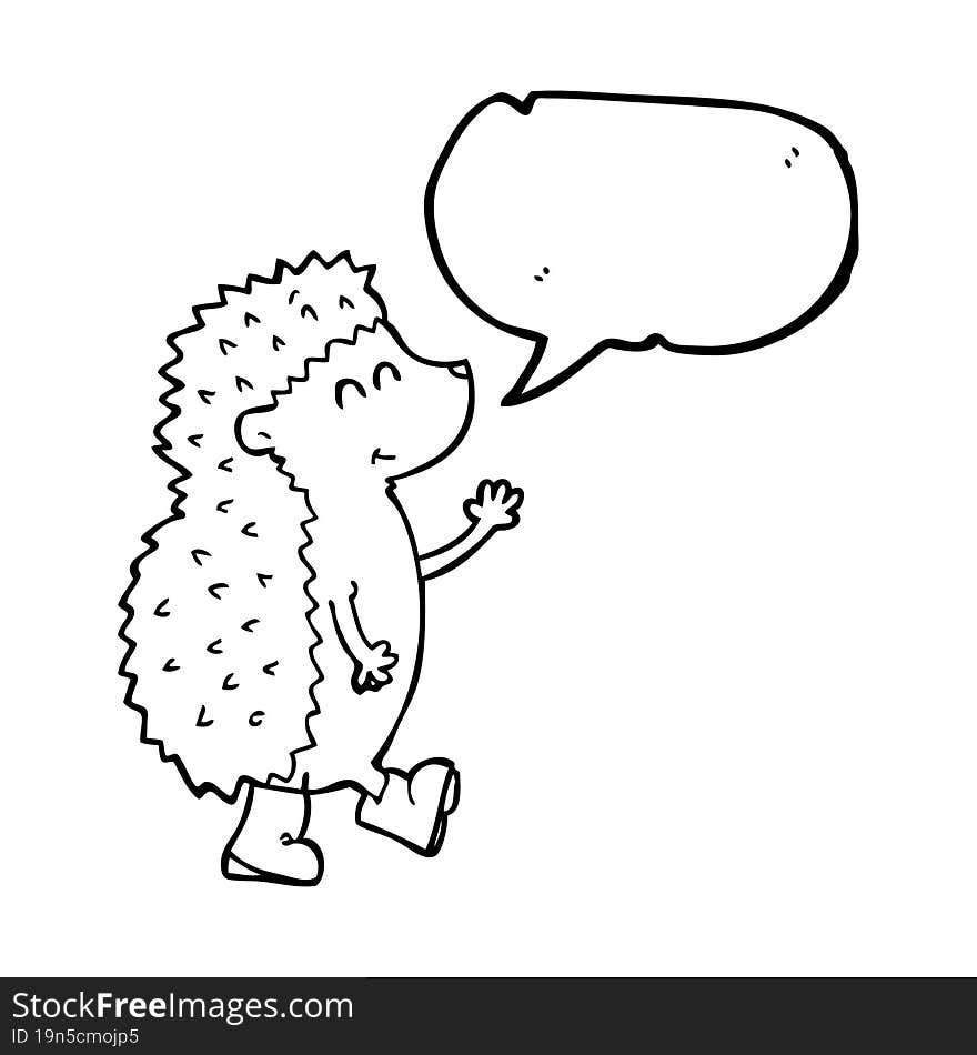 Cute Speech Bubble Cartoon Hedgehog