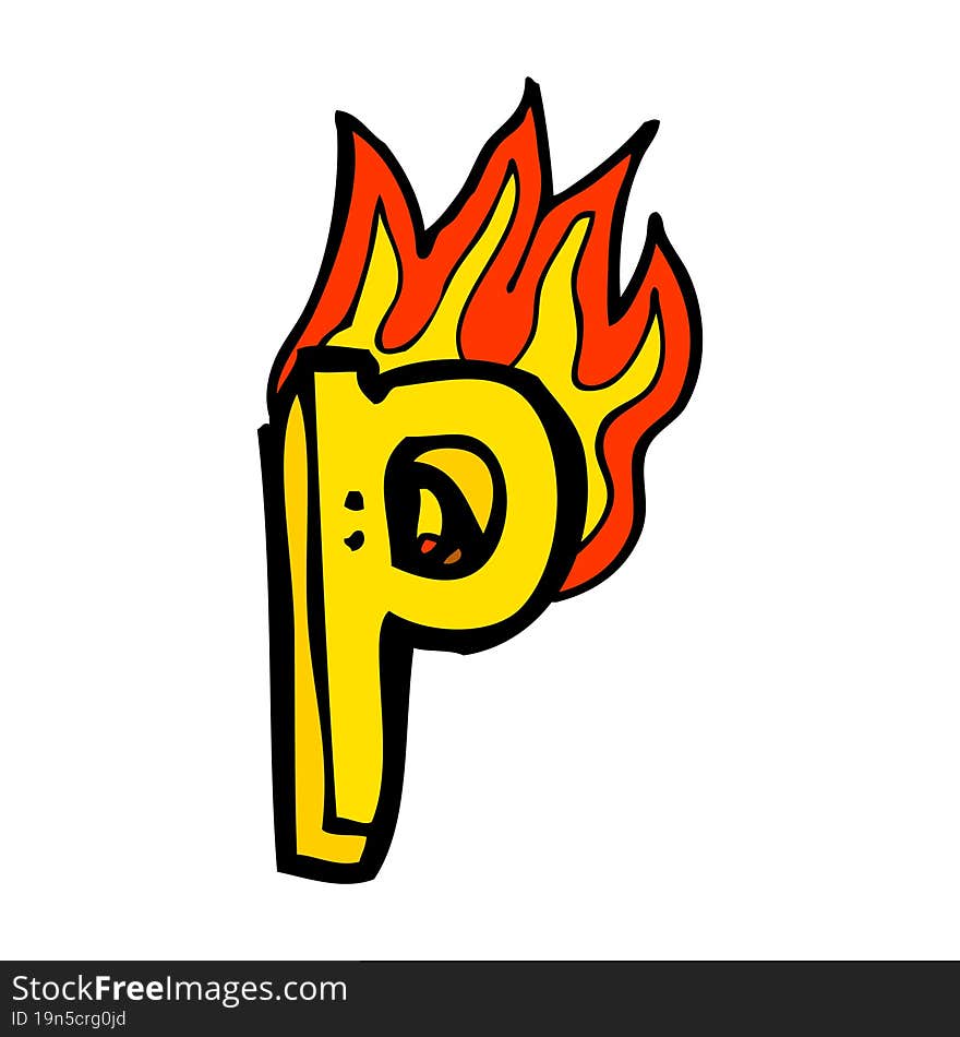 cartoon flaming letter