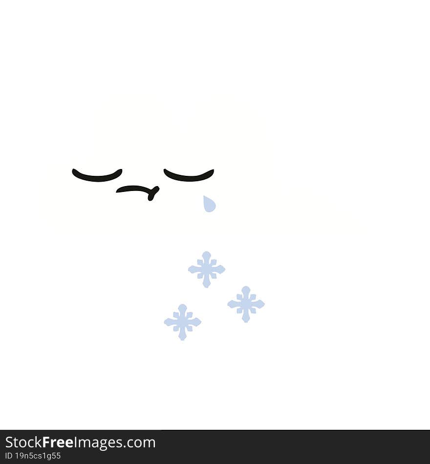 Flat Color Retro Cartoon Snow Cloud