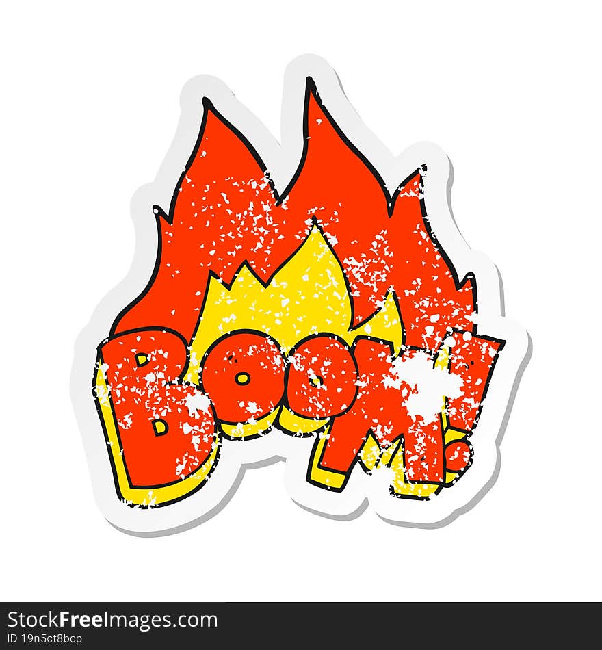 Retro Distressed Sticker Of A Cartoon Boom