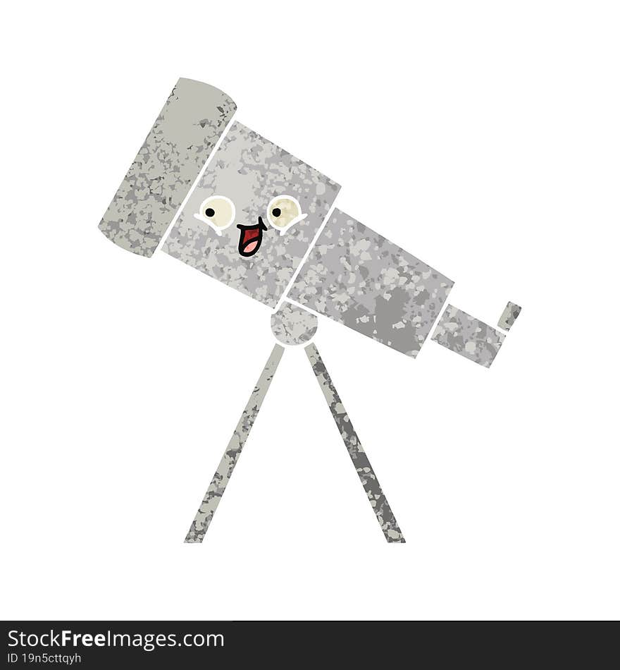 retro illustration style cartoon telescope