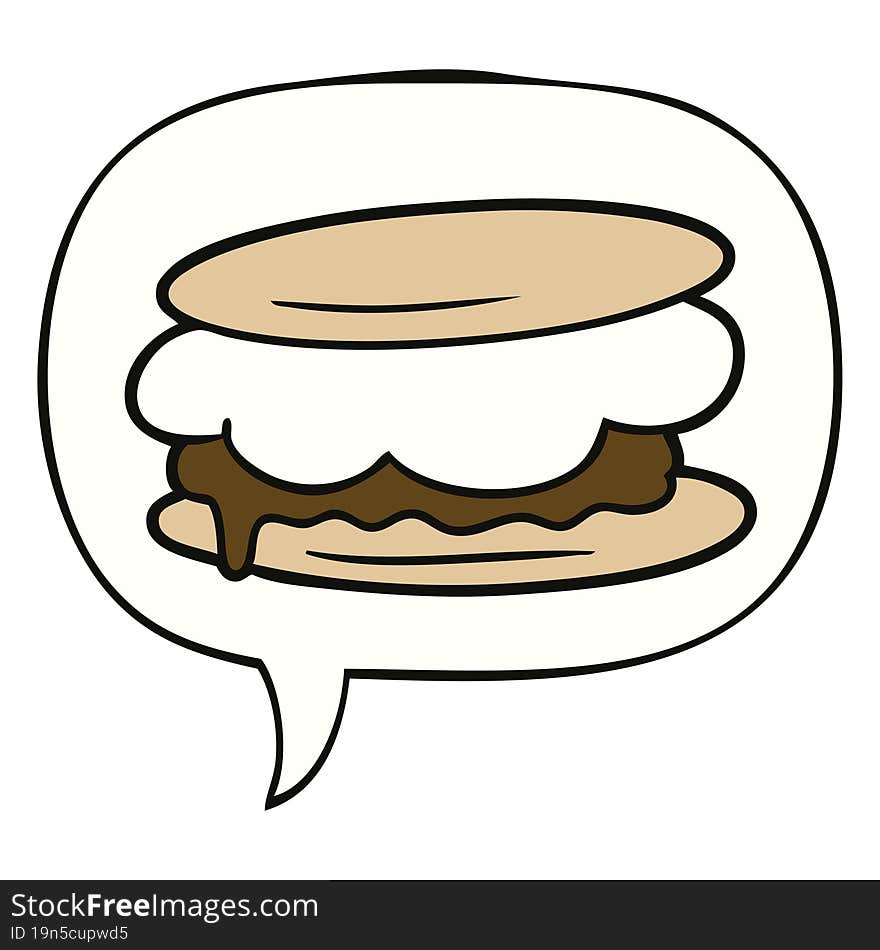 smore cartoon and speech bubble