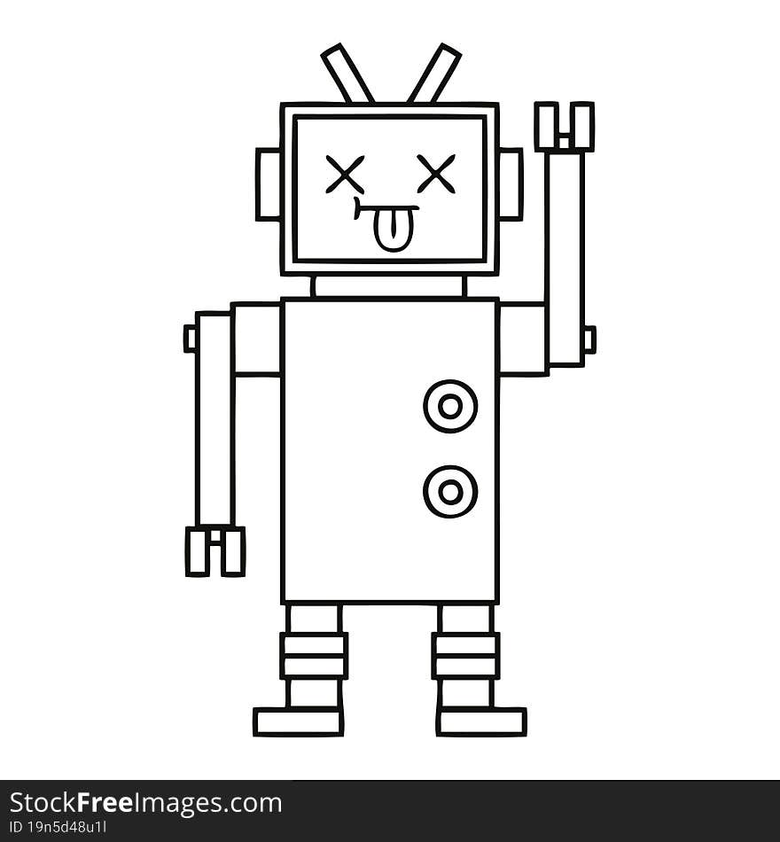 Line Drawing Cartoon Robot