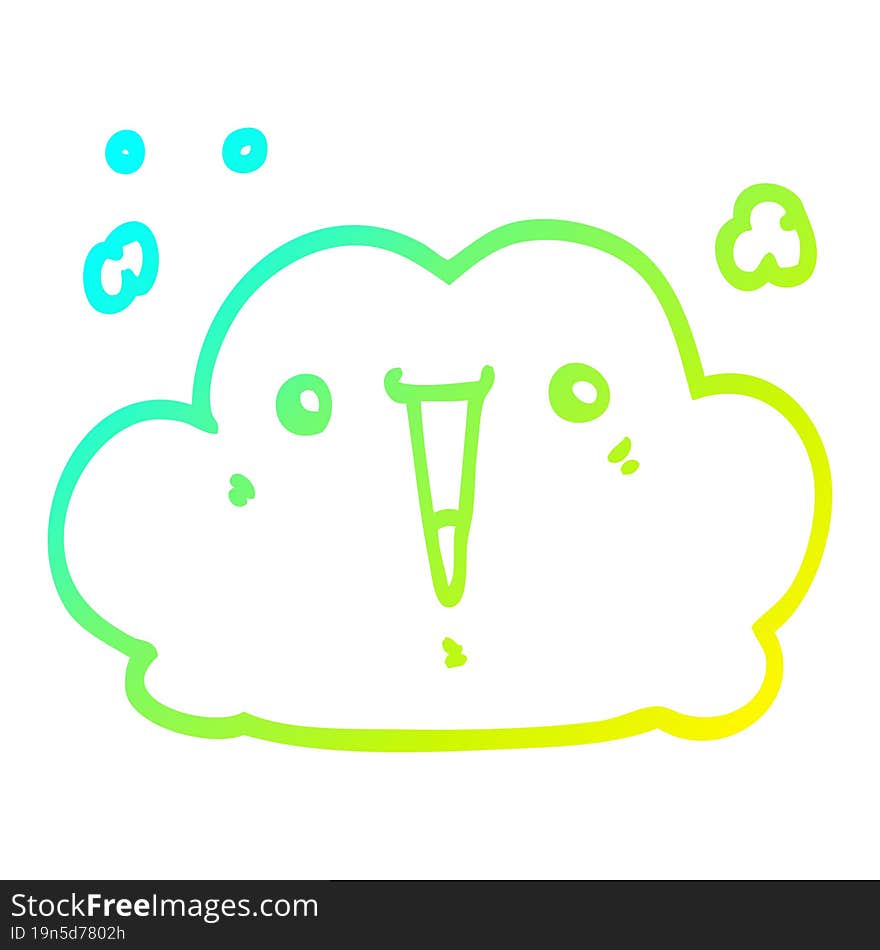 cold gradient line drawing cute cartoon cloud