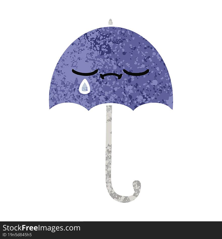 retro illustration style cartoon umbrella