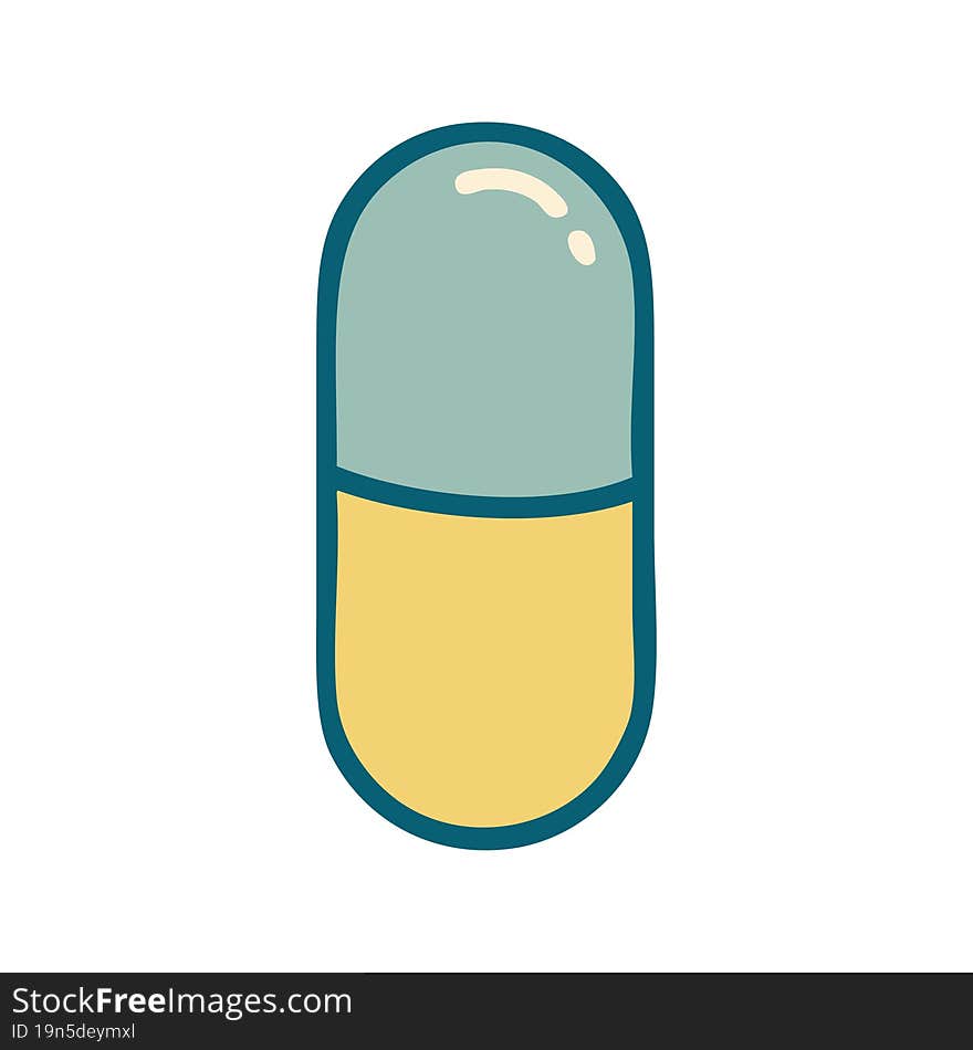 tattoo style icon of a pill