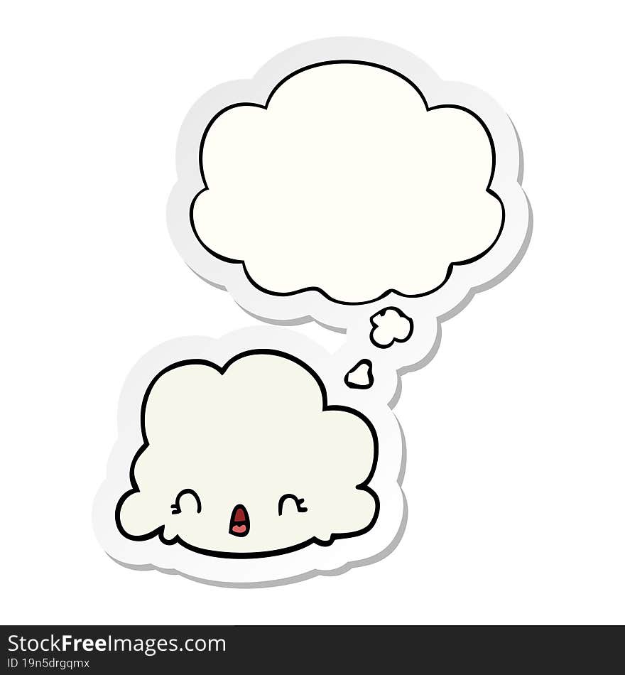 cartoon cloud and thought bubble as a printed sticker