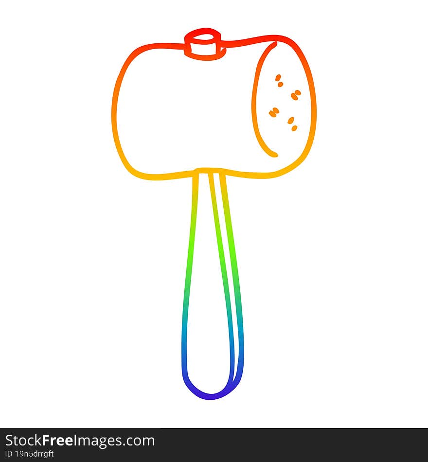 rainbow gradient line drawing cartoon mallet