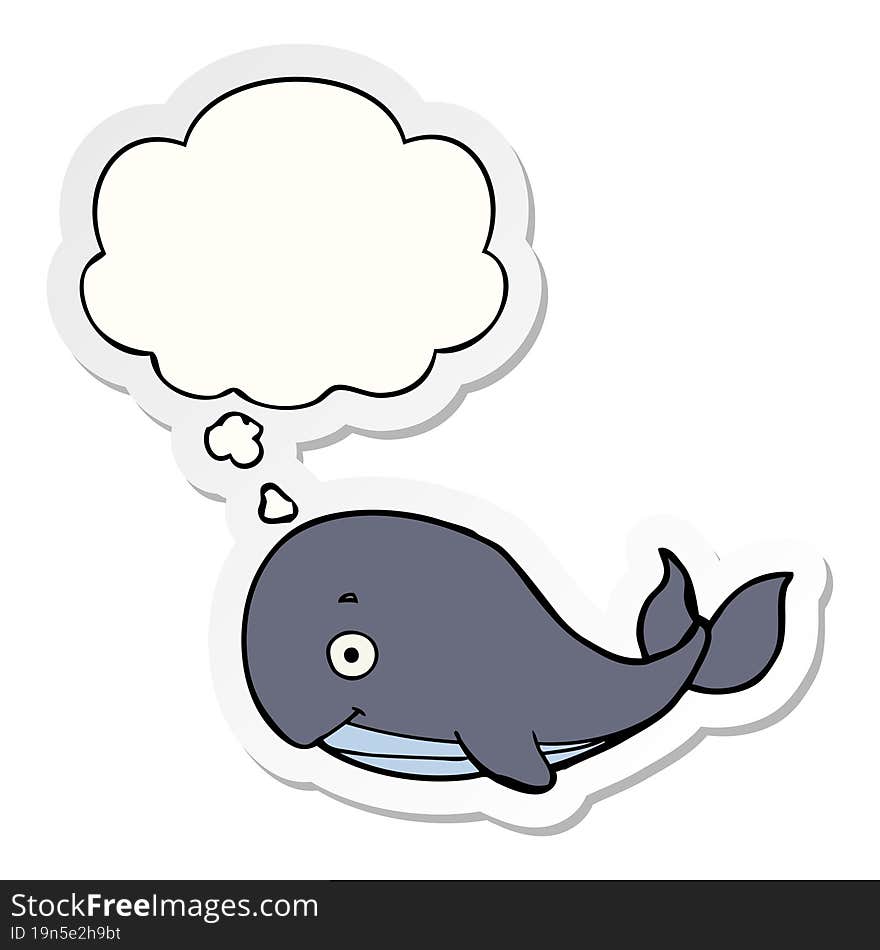 Cartoon Whale And Thought Bubble As A Printed Sticker