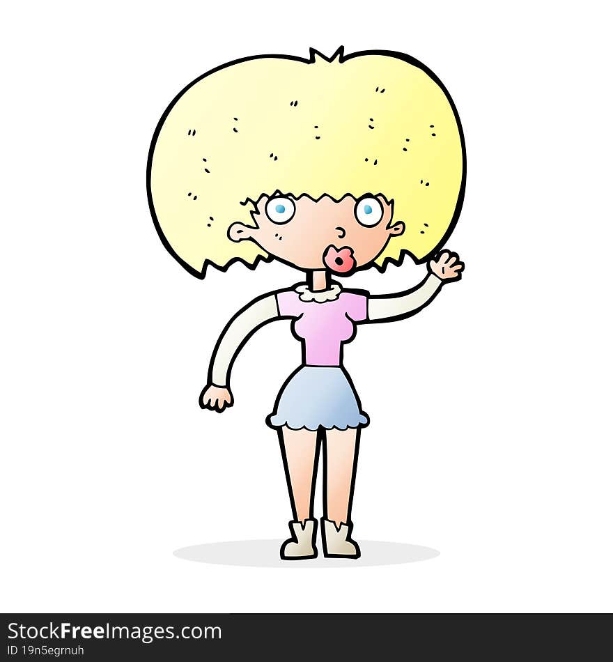 cartoon woman waving