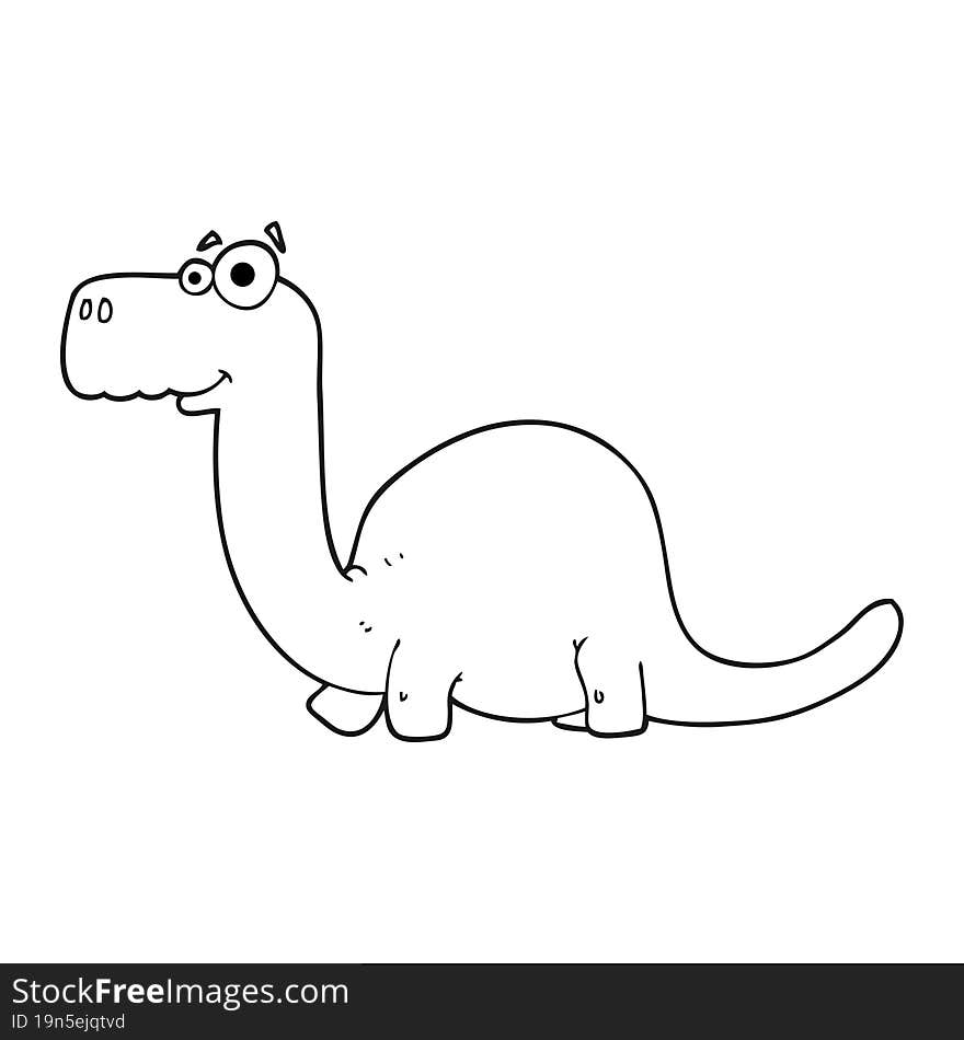 black and white cartoon dinosaur