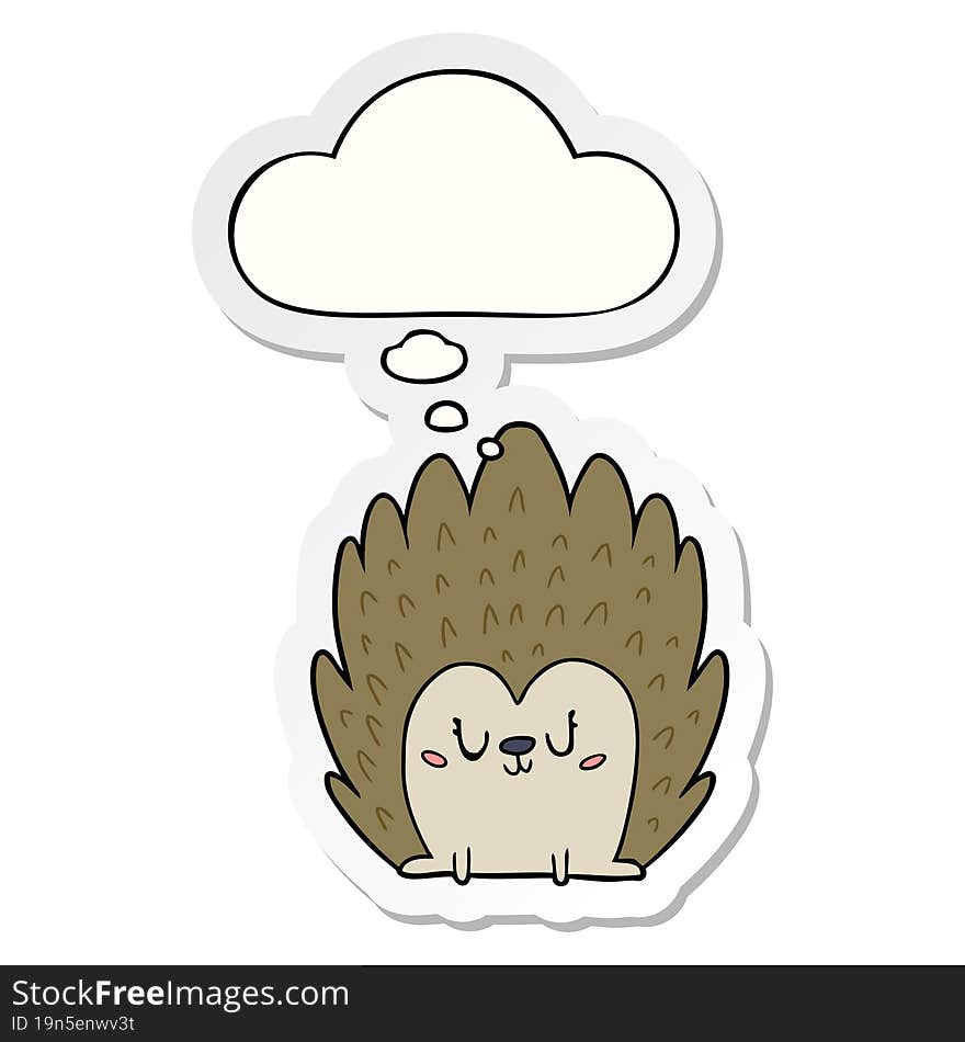 Cute Cartoon Hedgehog And Thought Bubble As A Printed Sticker