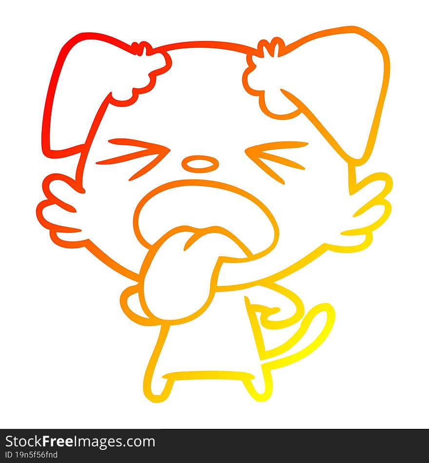 warm gradient line drawing cartoon disgusted dog