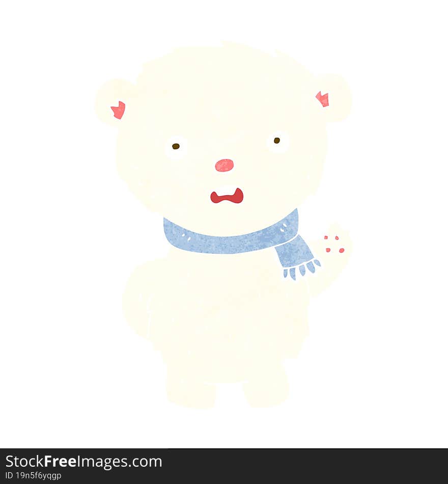 cartoon polar bear wearing scarf