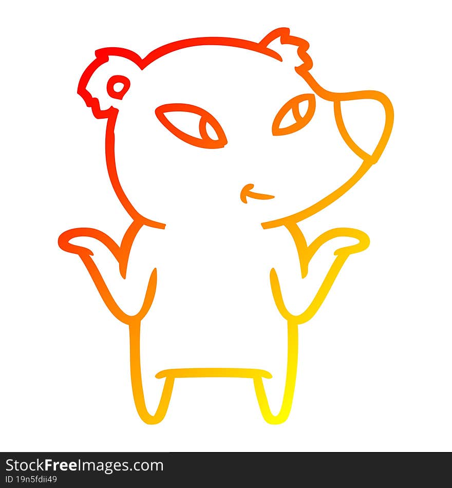 warm gradient line drawing cute cartoon bear shrugging shoulders