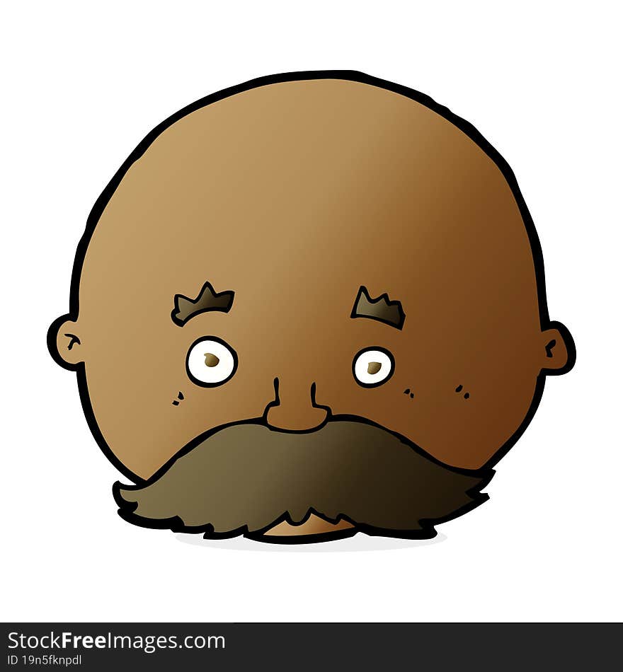 cartoon bald man with mustache