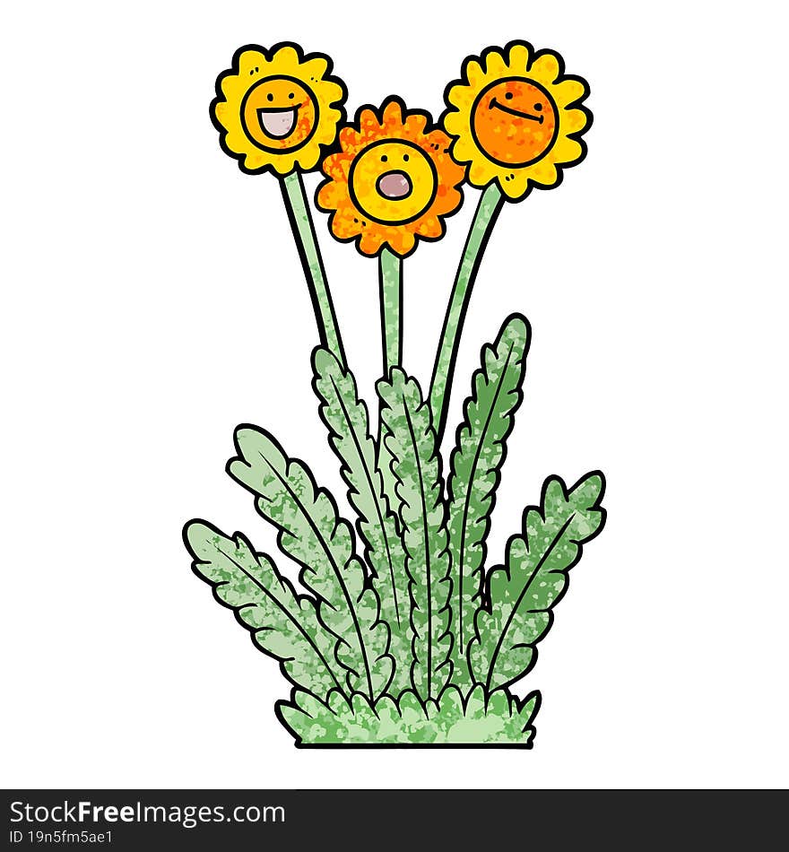 cartoon happy flowers. cartoon happy flowers