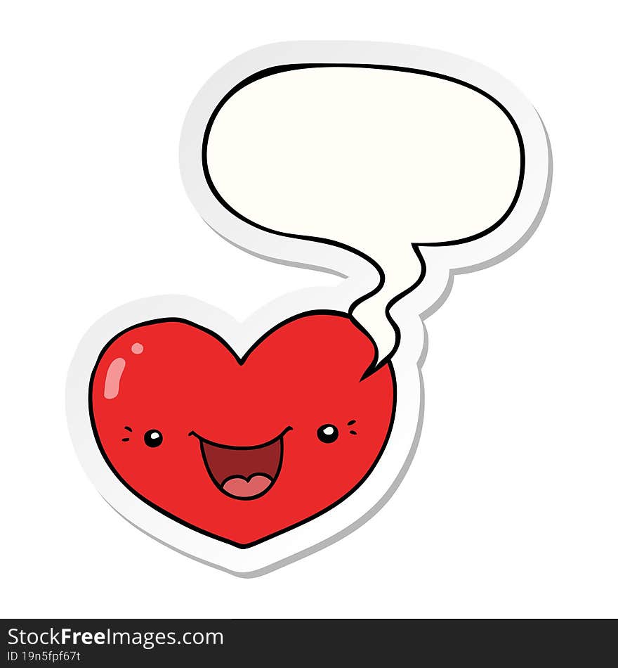 Cartoon Love Heart Character And Speech Bubble Sticker