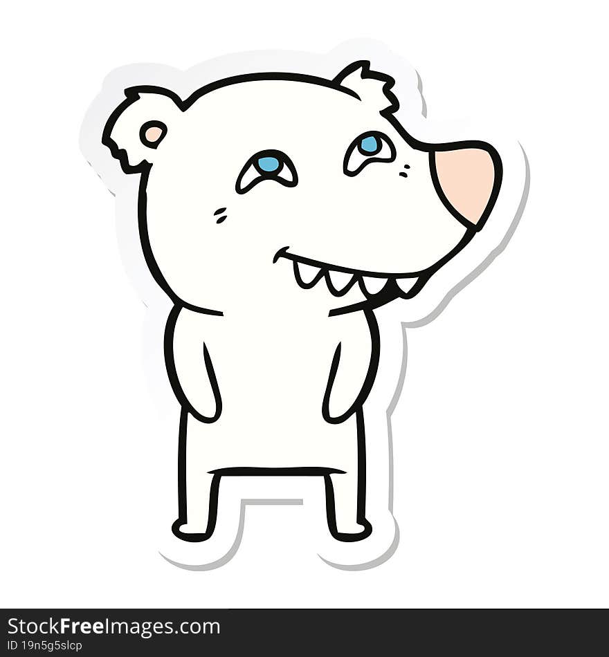 sticker of a cartoon polar bear showing teeth