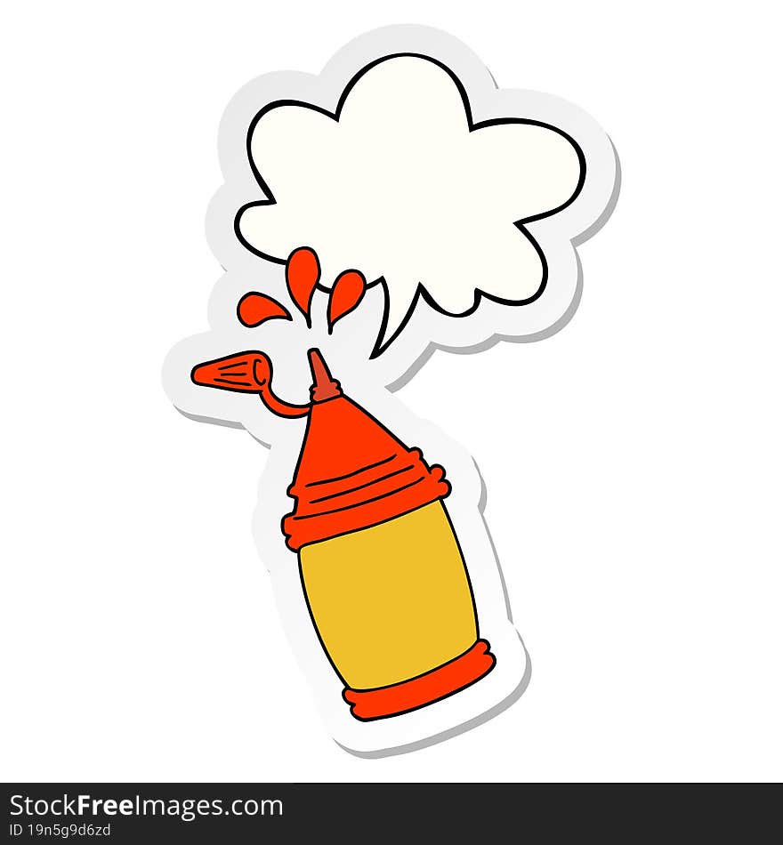 cartoon ketchup bottle and speech bubble sticker