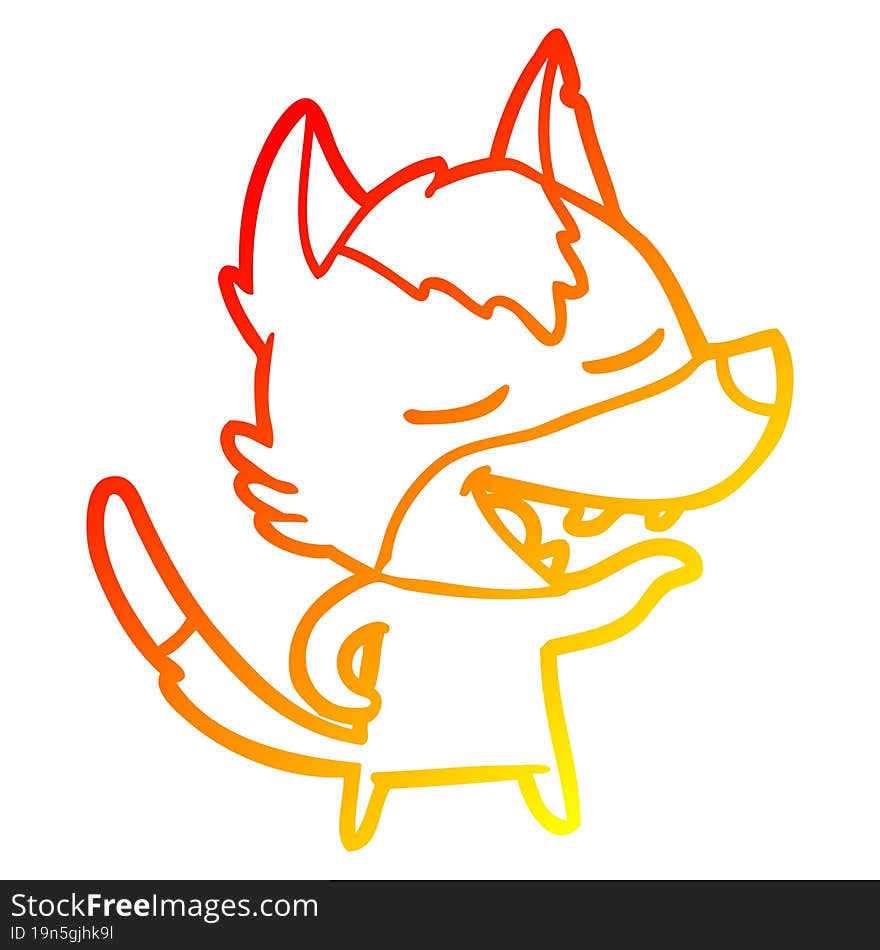 warm gradient line drawing cartoon wolf laughing