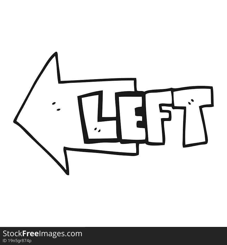 Black And White Cartoon Left Symbol