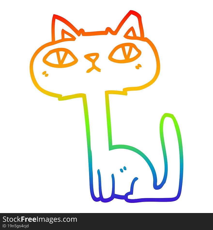 rainbow gradient line drawing cartoon funny cat