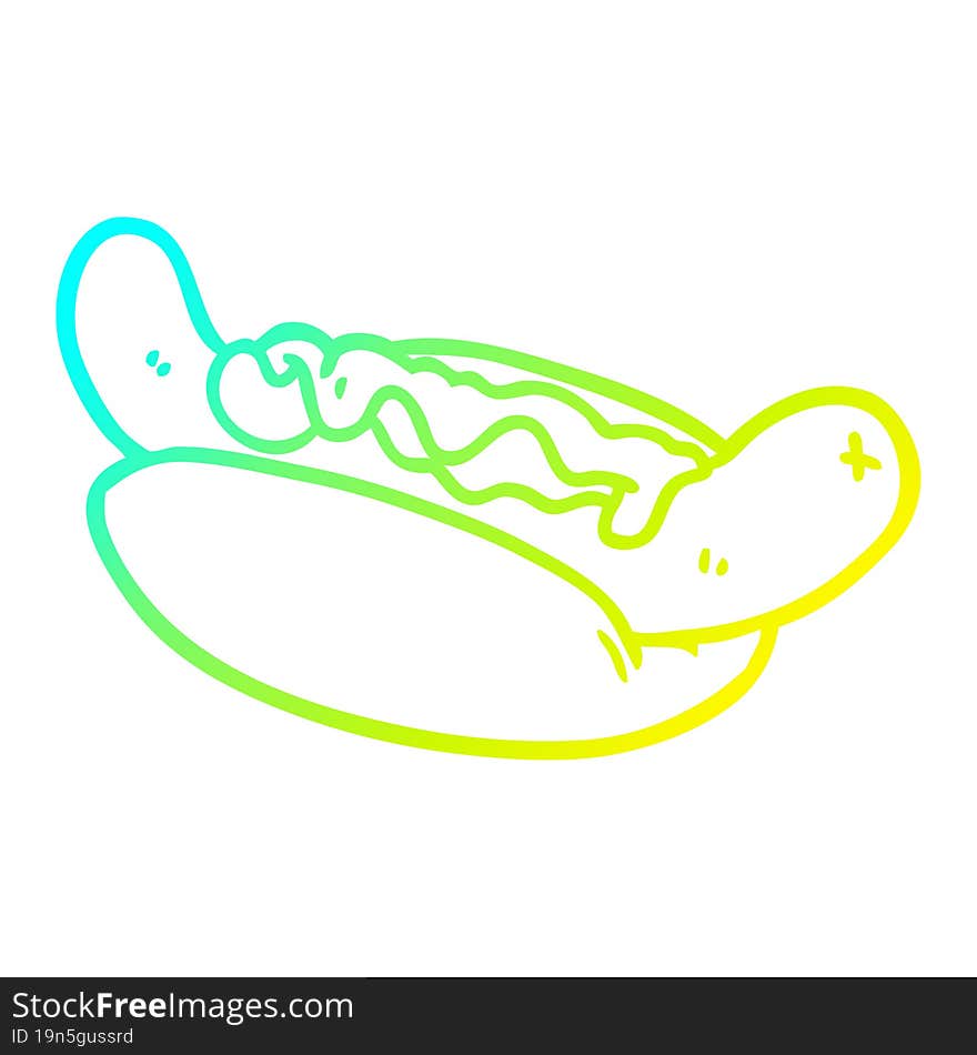 Cold Gradient Line Drawing Fresh Tasty Hot Dog