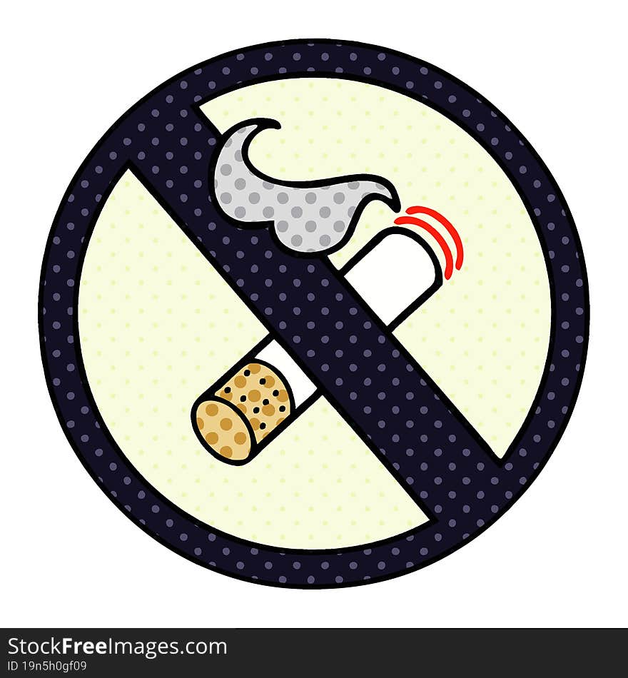 Comic Book Style Cartoon No Smoking Allowed Sign