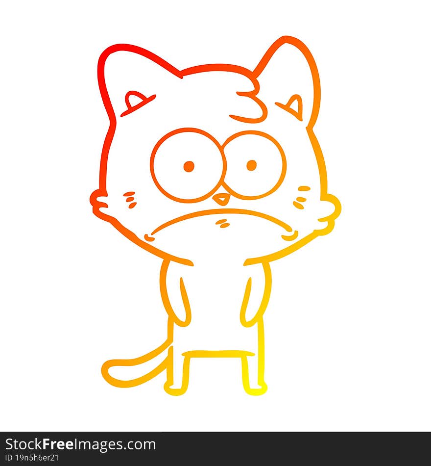 warm gradient line drawing cartoon nervous cat