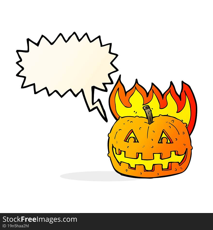 cartoon pumpkin with speech bubble