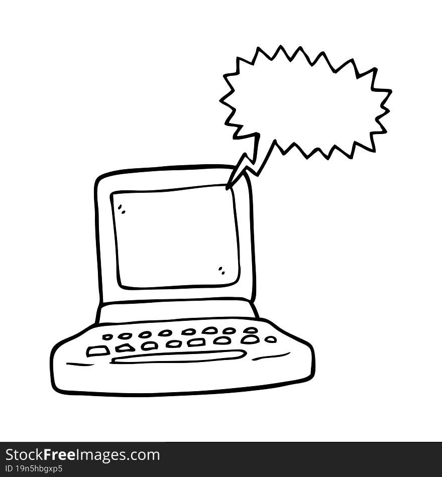 freehand drawn speech bubble cartoon old computer