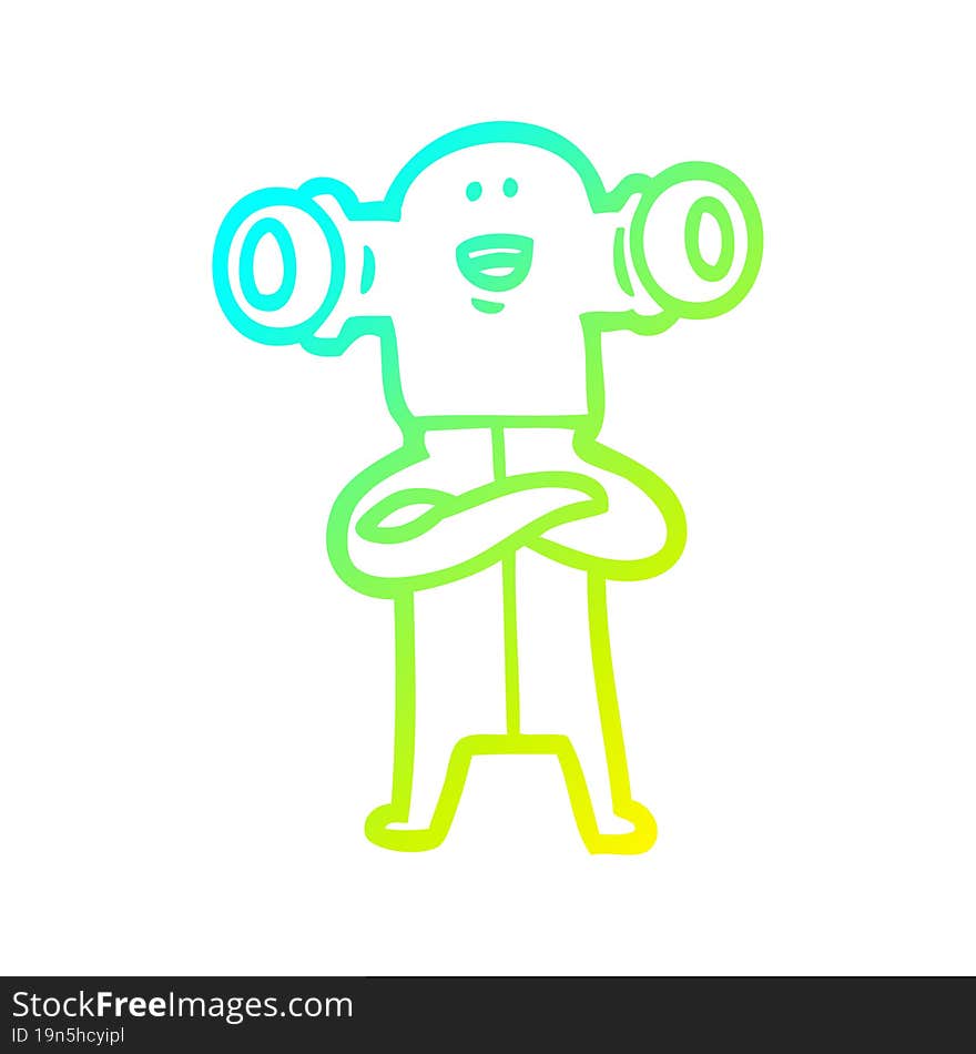 cold gradient line drawing friendly cartoon alien