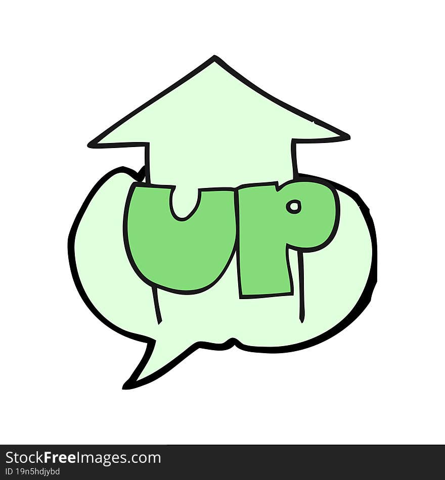 freehand drawn speech bubble cartoon up symbol